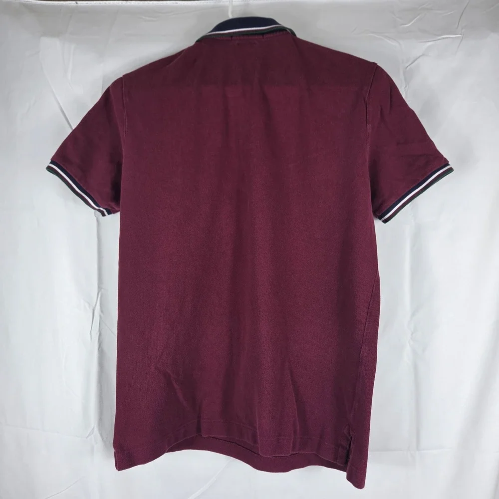 Polo Ralph Lauren Mens XS Classic Fit Pique Polo Shirt Burgundy Tipped Collar
